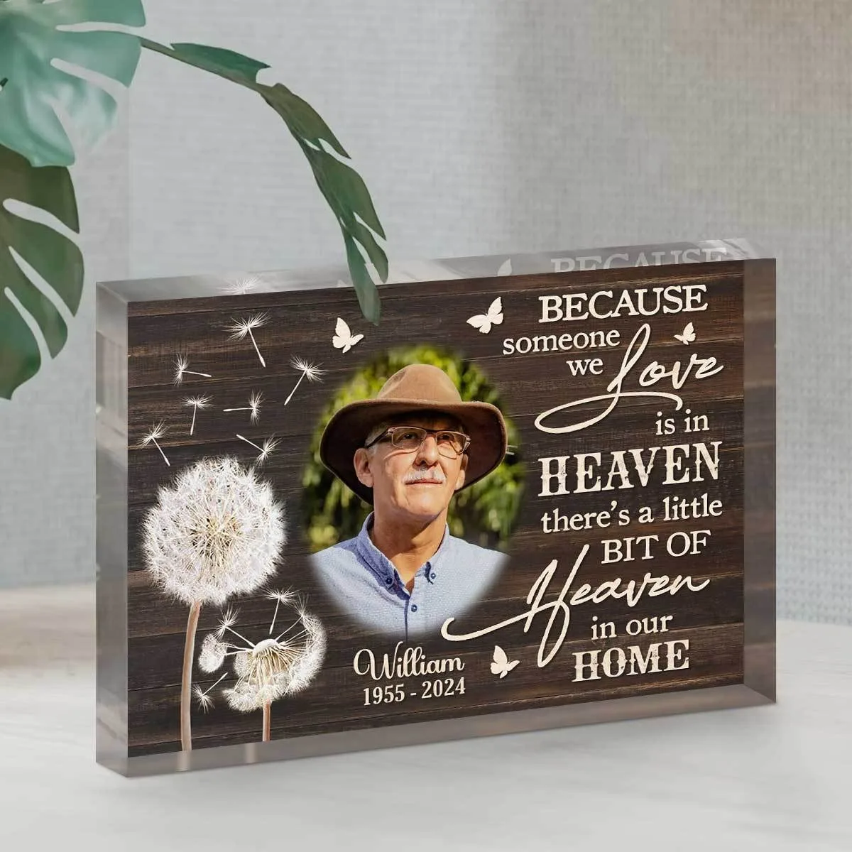 Customizable Square Acrylic Memorial Plaque, Personalized Upload Photo, Heartfelt Sympathy Remembrance Desktop Keepsake Gift