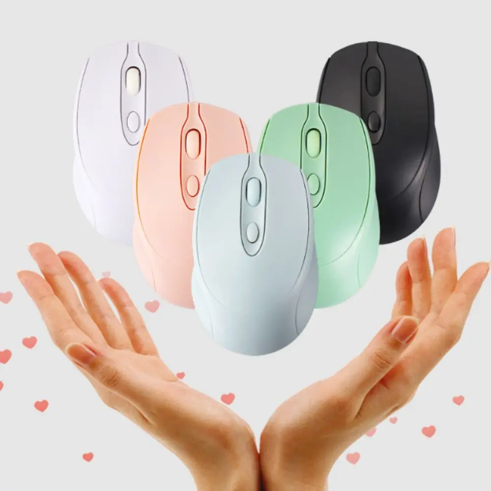 2.4Ghz+BT5.0 Macaron Wireless Mouse Rechargeable Plug and Play Ergonomics Wireless Mouse Convenient Long Battery Life