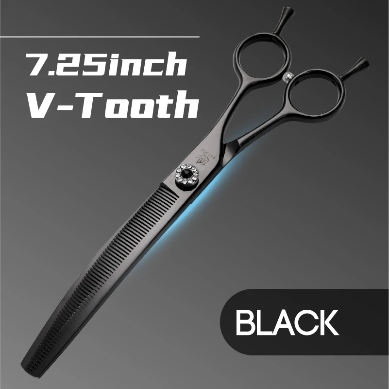 Fenice High-end 7,25 inch professionele hondentrimmerschaar, gebogen uitdun- en chunkerschaar voor hondentrimmers.