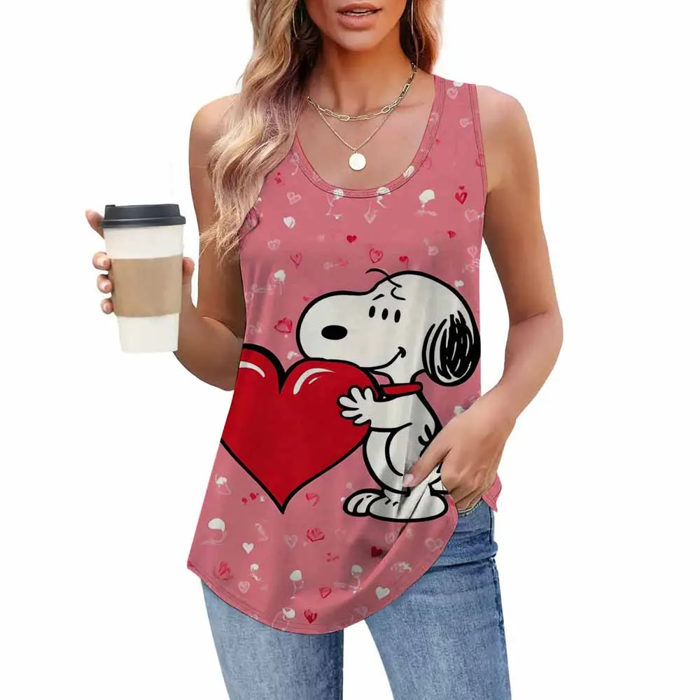 

Womens Tops Summer Tank Top for Women Sleeveless Shirts With Snoopy Print Female Basic 3D printing Vest Y2k Clothes ﻿
