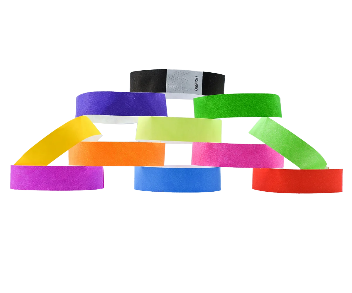 2000pcs Fluorescent Wristband Custom Party High quality Tyvek Bracelet 19 mm Paper Identification Bracelet