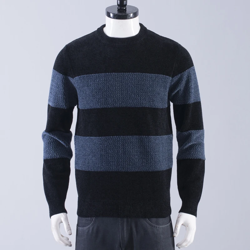 

Thiened Casual Men's Sweater Faionable Winter Warm Base irt Color Blo Knitted Long Sve round Ne Busin Casual