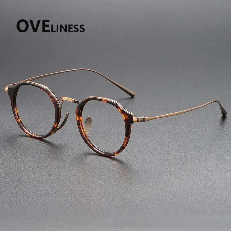 

2026 Acetate Frames Pure Titanium optical Glasses frame Luxury Retro Round Men Eyeglasses frames Eyewear women spectacles