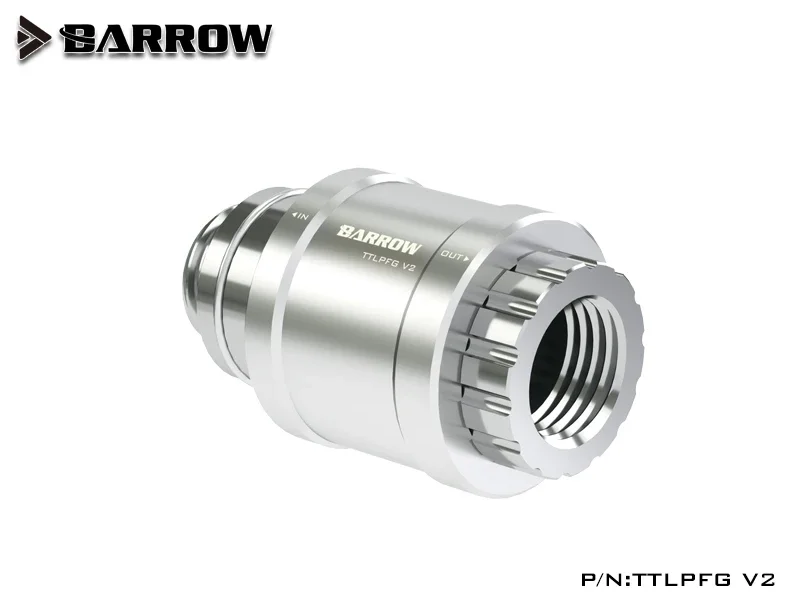 Barrow TTLPFG V2/Hand Push G1/4 Valve Switch Thread Male To Famale Flat Push Type Water Stop Valve Switch Cooling System Fitting