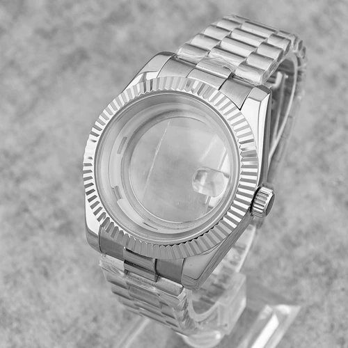 Imagen 2 del producto Caja de acero inoxidable 316L para hombre Miyota 8285, 39mm/40mm, con cristal de zafiro, accesorios de banda de acero inoxidable para movimiento 8285