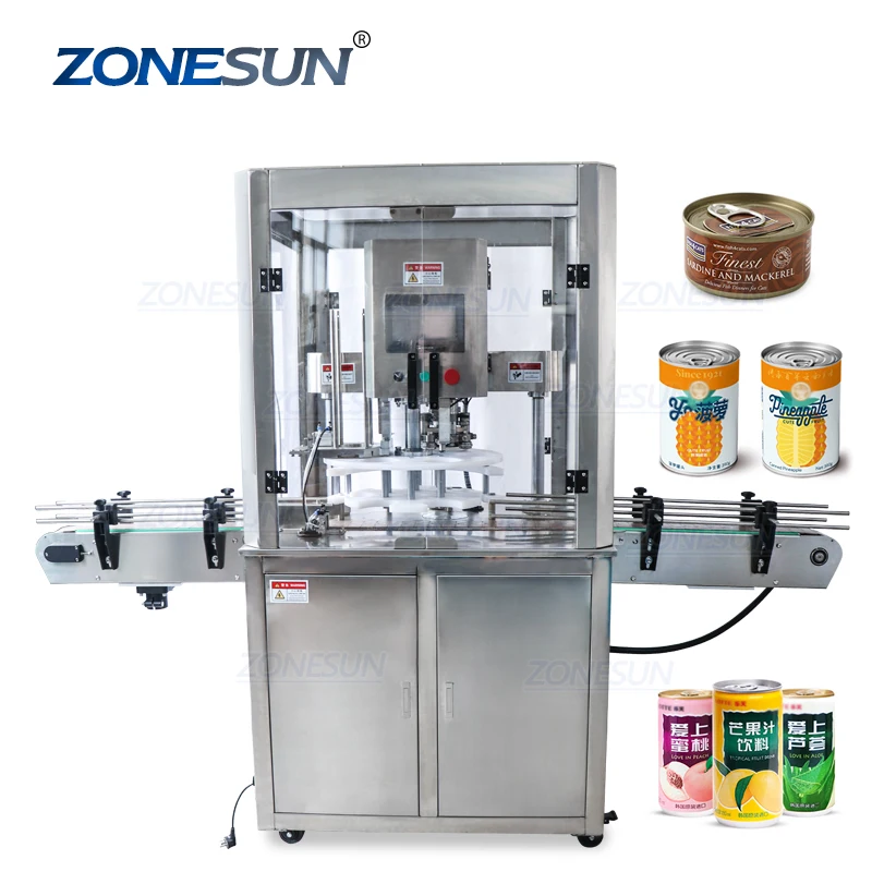 ZONESUN Automatic Food Aluminum Cans Seamer Drinks Beverage Round Can Seaming Tin Can Capping Sealing Machine