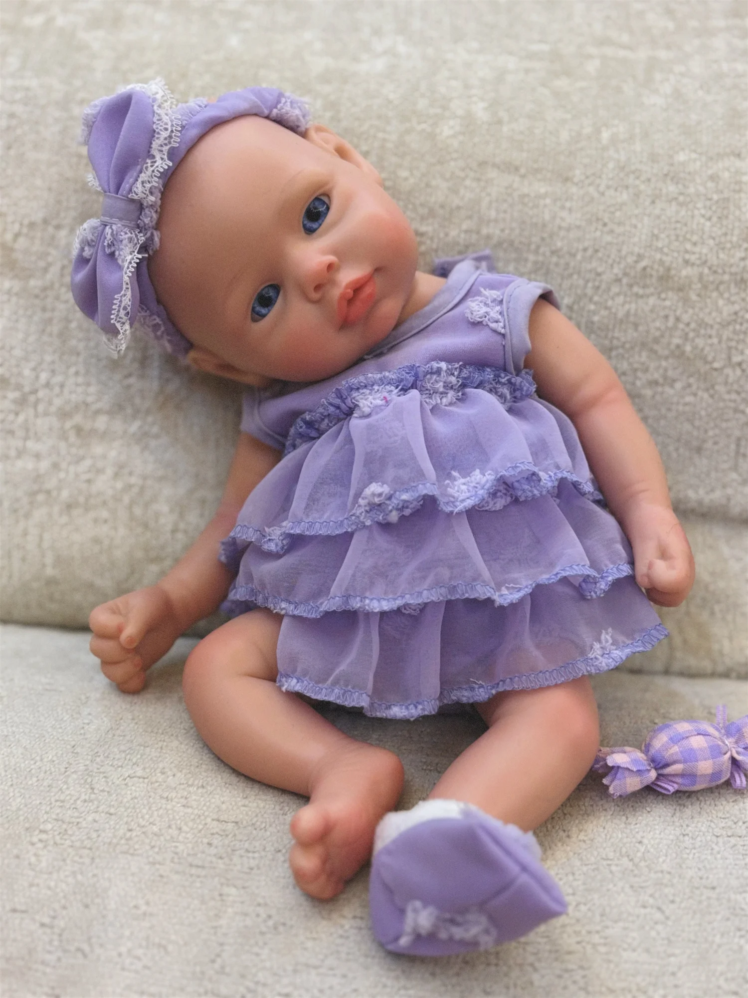 Open Eyes 33cm Can Washable Full Body Solid Silicone Bebe Reborn Girl With Handmade Painted Skin Lifelike Reborn Baby Dolls