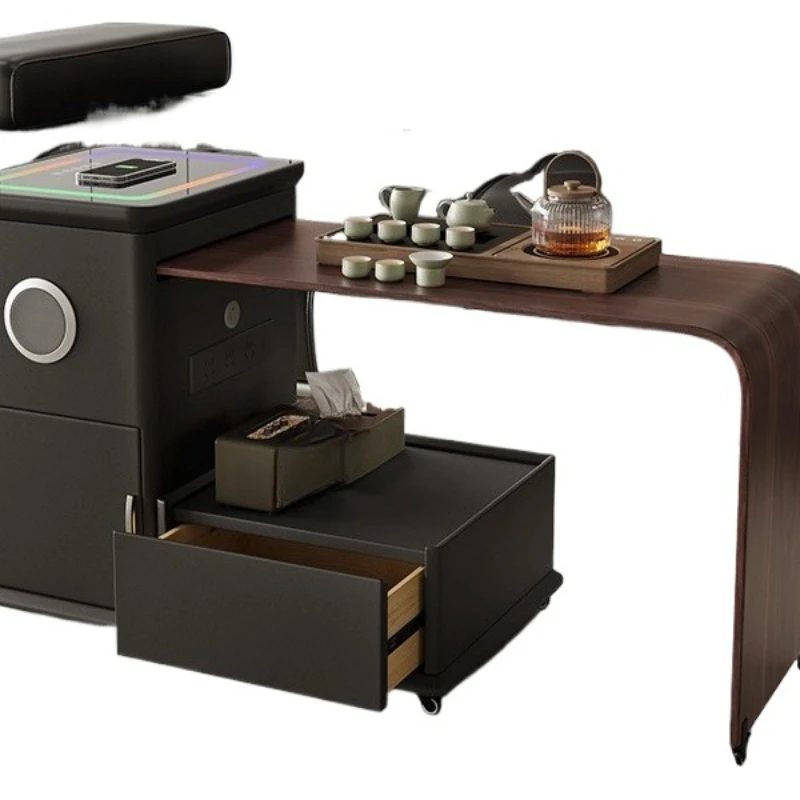

Movable sid e table, intelligent storage cart with wireless charging side ta ble with ste reo