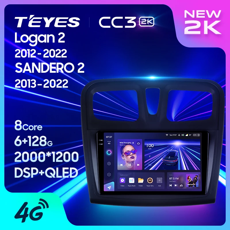 TEYES CC3 2K For Renault Logan 2 2012 - 2022 Sandero 2 2013 - 2022 Car Radio Multimedia Video Player Navigation stereo GPS Android 10 No 2din 2 din dvd