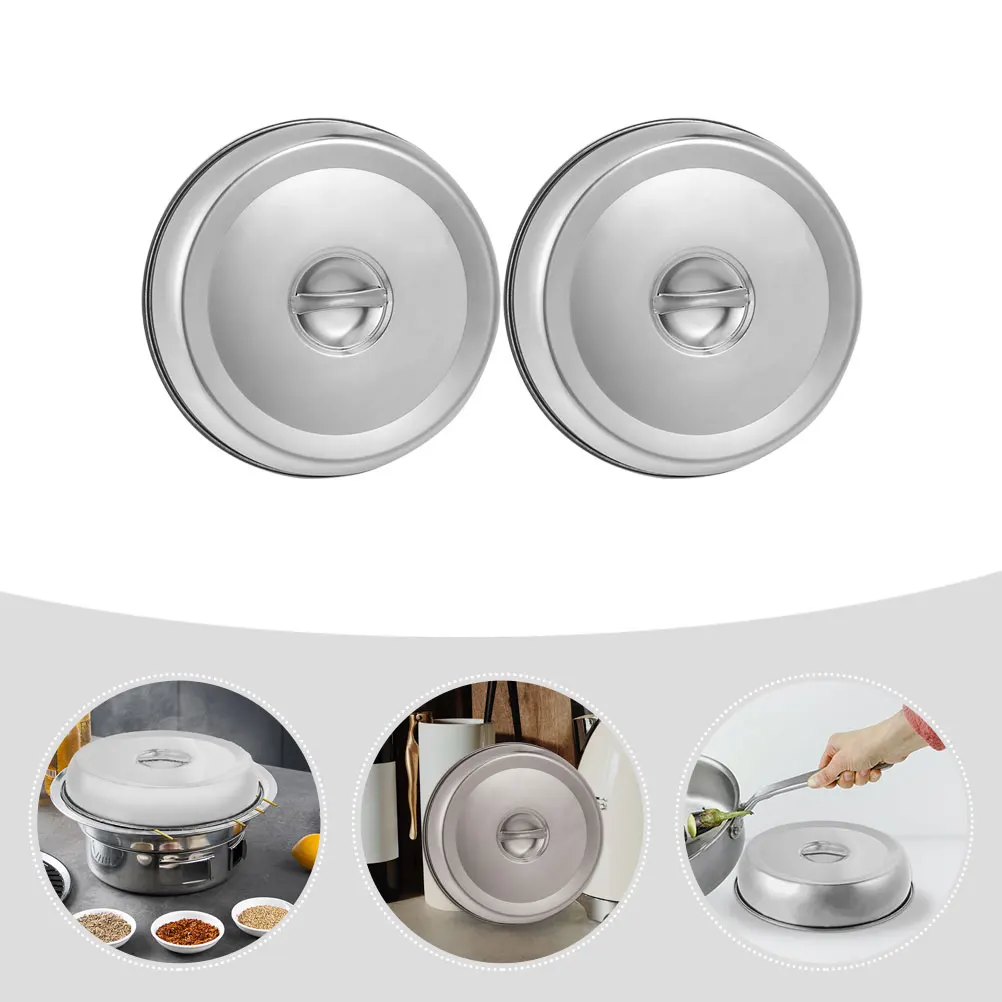 

2pcs Stainless Steel Pot Lids Grilling Cooking Food Cheese Steaming Kitchen Accessories Household Restaurant Use