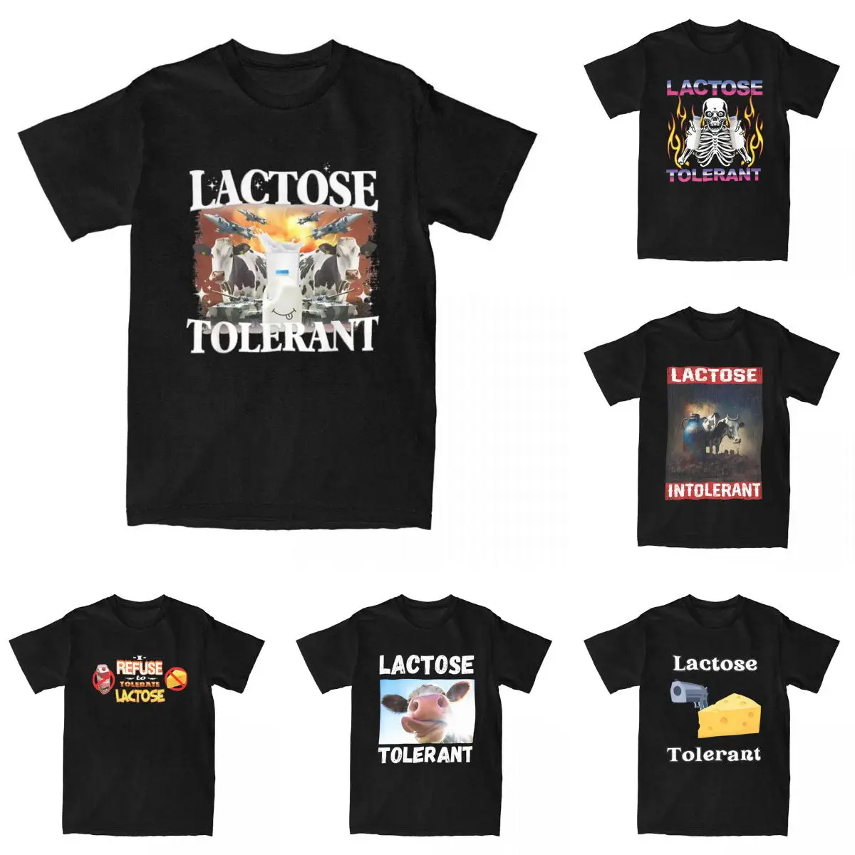 L-Lactoses T-Tolerants Funny T Shirts 100 Cotton Top Tees Summer Vintage Short Sleeve T Shirt O-Neck Leisure Printed Tee Shirt