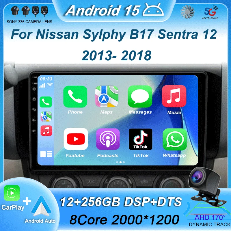 For Nissan Sylphy B17 Sentra 12 2013-2018 Car Radio 2 Din Android Multimedia Video Player WiFi Carplay GPS Navigation Auto radio