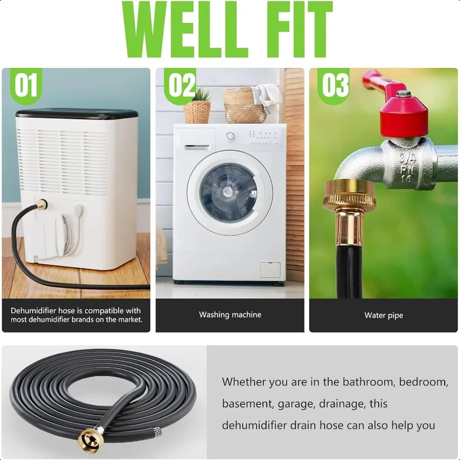 Drain Hose for Dehumidifier Indoor 26FT Dehumidifier Drain Hose with 3 4 inch FHT Brass Fitting Leak Proof Dehumidifier Hose Fi