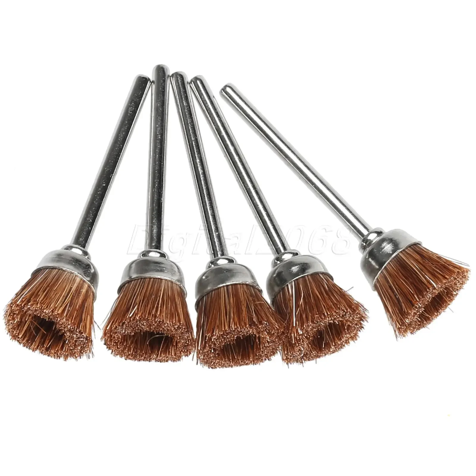 5Pcs 3mm Brown Soft Nylon Polishing Cup Brush Wheels Buffing Polisher for Dremel Rotary Tool Accessories
