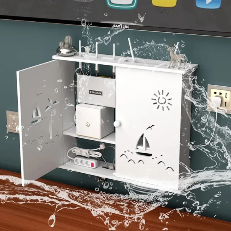 New Free Shipping Wireless Wifi Router Shelf Punch-free Storage Box Cable Power Plus Wire Bracket Wall Hanging Plug Board