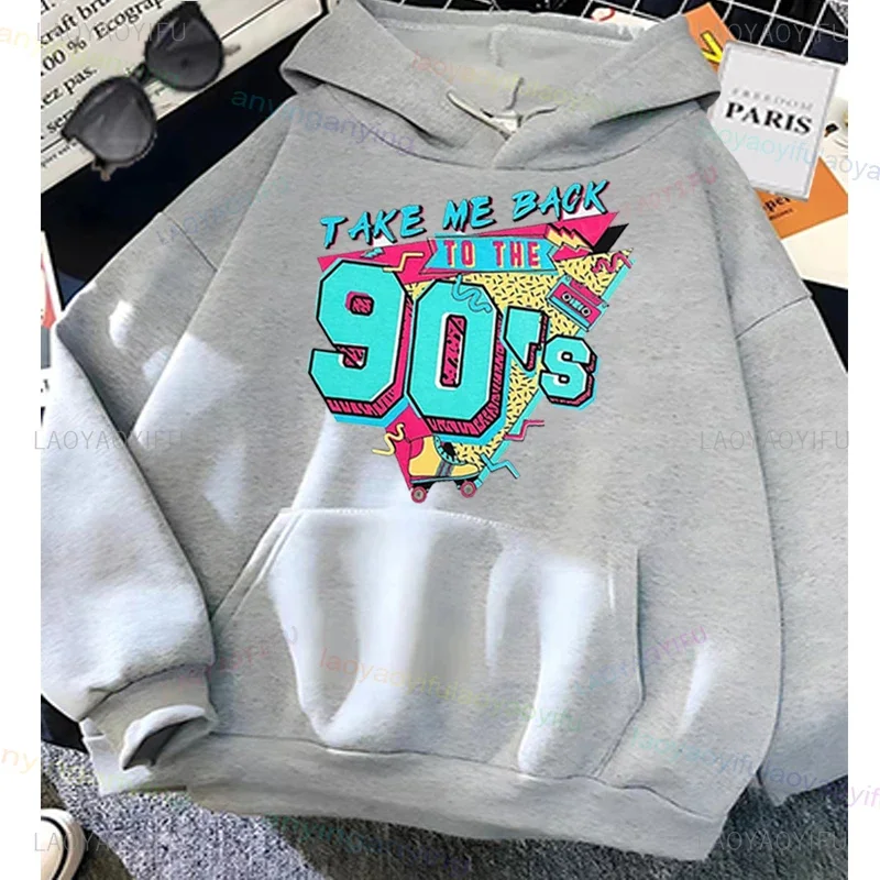 90s Take Me Back To The 90's Long Sleeve Shirt Hoodie Vintage Neon Crew Neck Tops Tee for Birthday Party Gift Men Women Clothing