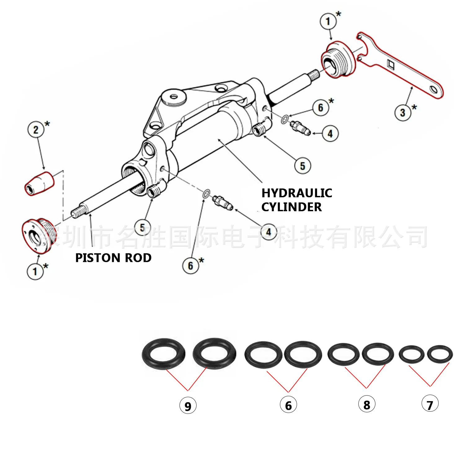 HS5157 Front Mount Hydraulic Steering Cylinder Seal Kit With Wrench for Seastar