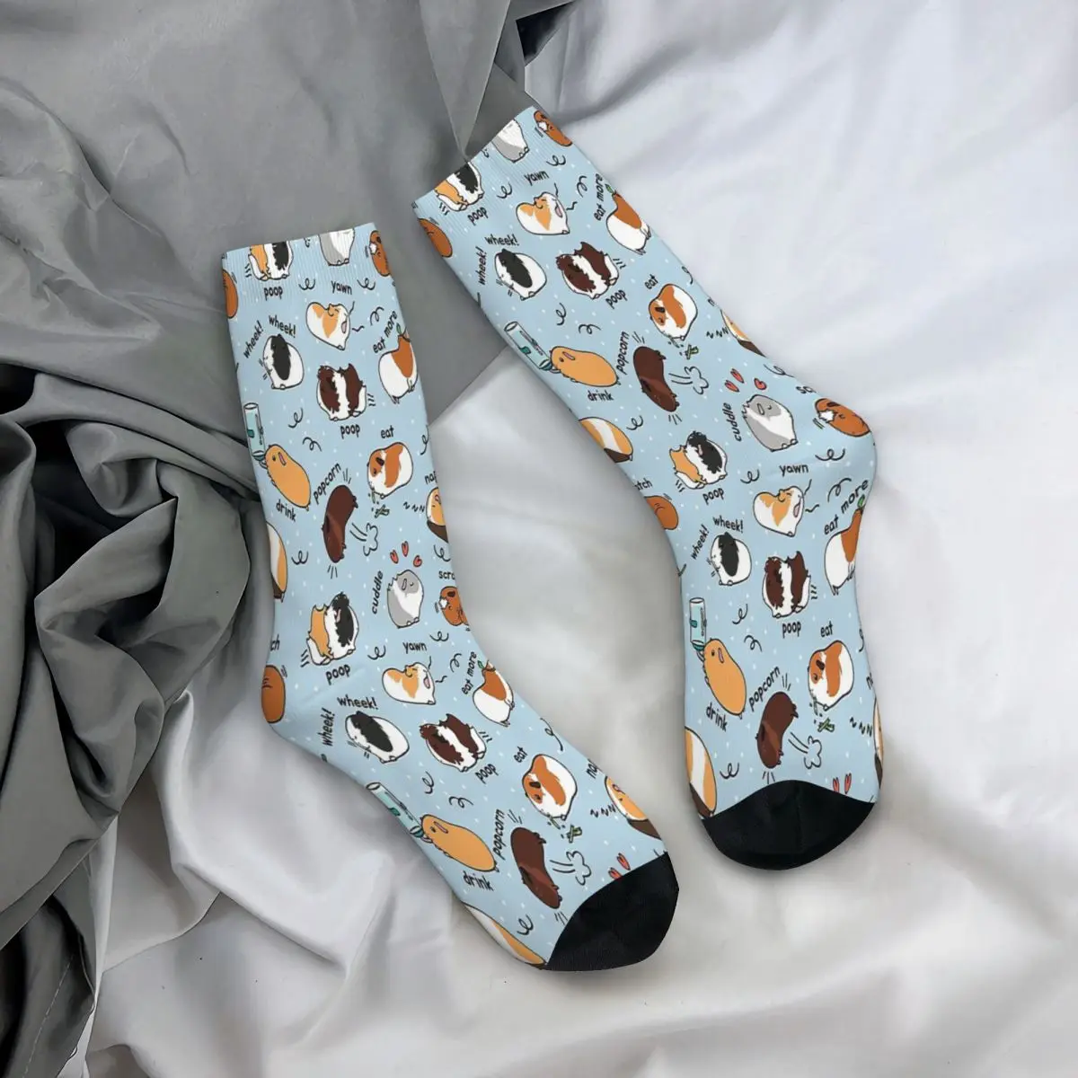 Calcetines con estampado de conejillo de indias para hombre y mujer, medias de verano de animales, diario para hacer lista, fondo azul, Cavia