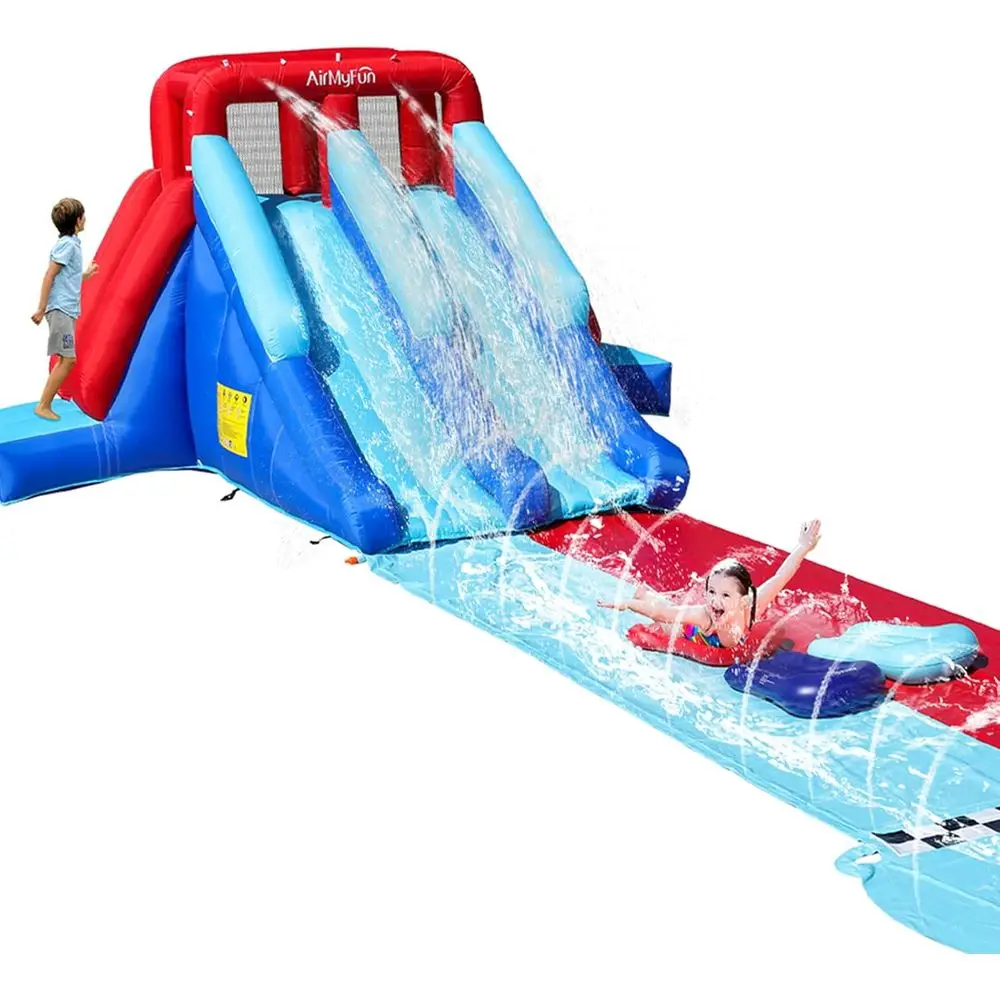 

AirMyFun Iatable Bounce House с двойной горкой, водные горки для детей и взрослых для развлечений на свежем воздухе