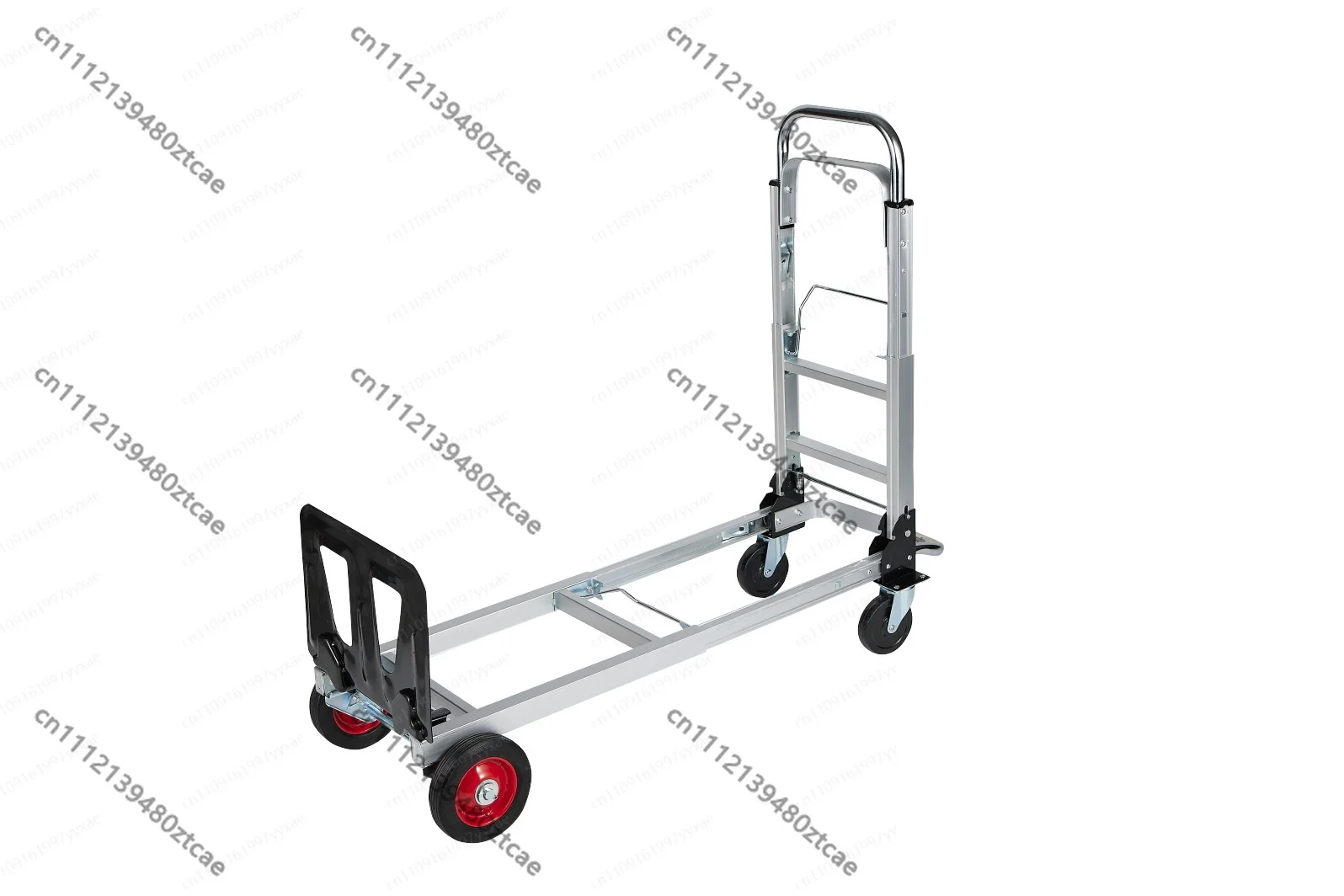 Portable Folding Hand Trolley Four Wheel Aluminum Frame Hand Truck Large Capacity Easy Moving Shopping Warehouse Transport Cart