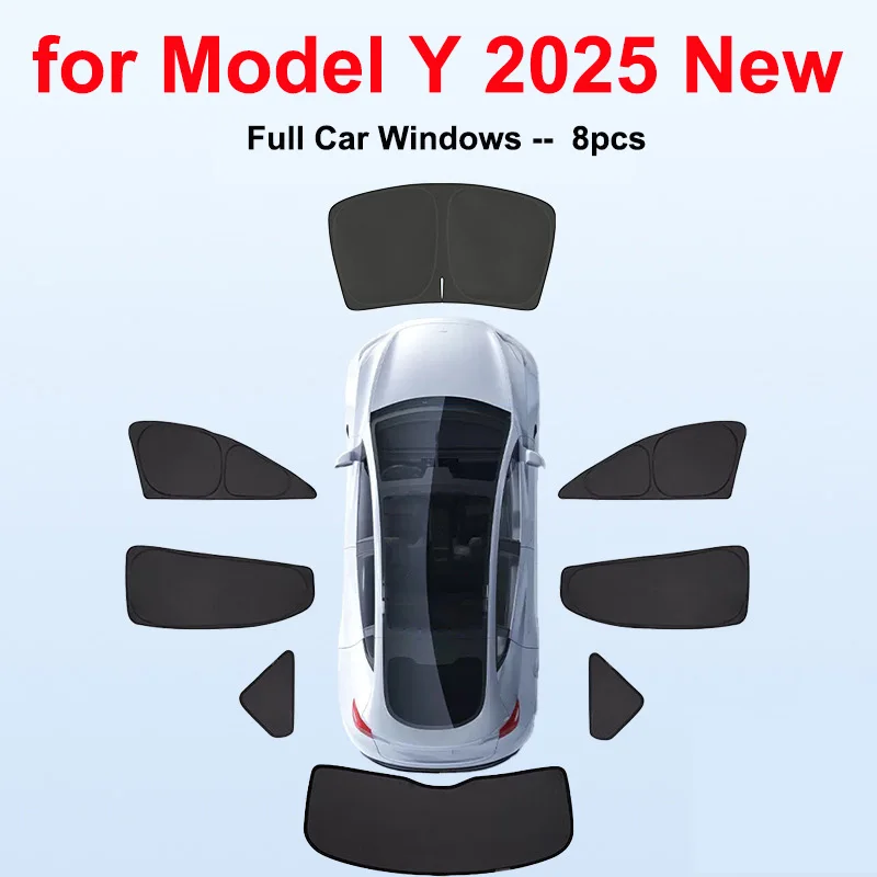 Für Tesla Model Y Juniper 2025 2026 Sonnenschutz für Vorder- und Heckscheibe, Seitenfenster-Sonnenschutz, Windschutzscheiben-Sonnenschutz, Outdoor-Camping-Zubehör
