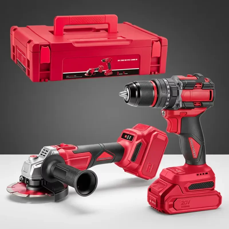 Versatile 20V Rechargeable Brushless Power Tool Combination Set with Impact Driver and Rotary Hammer for Rapid Fastening