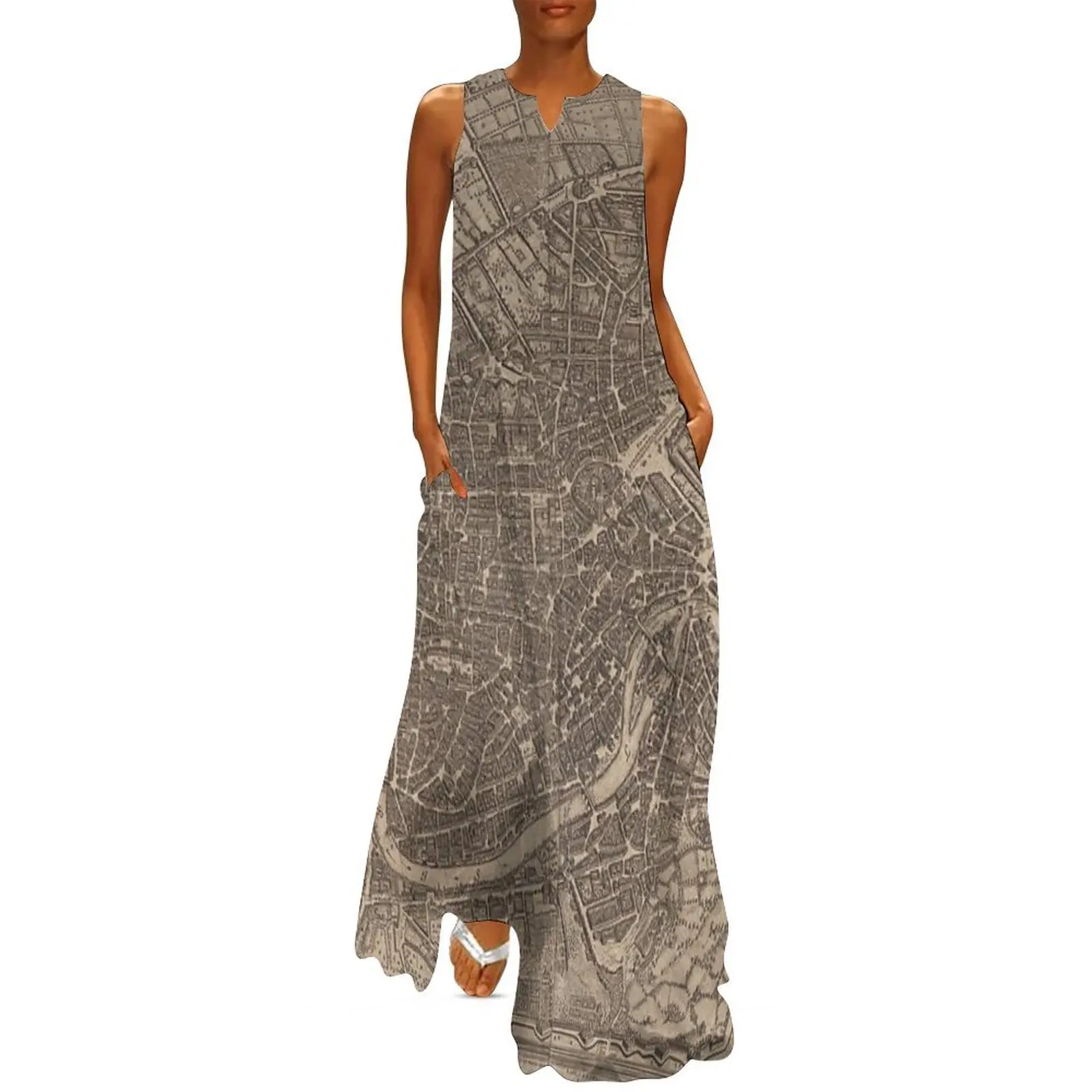 

Vintage Map of Rome Italy (1730) Long Dress Aesthetic clothing dresses for special events luxury dresses womens clothing