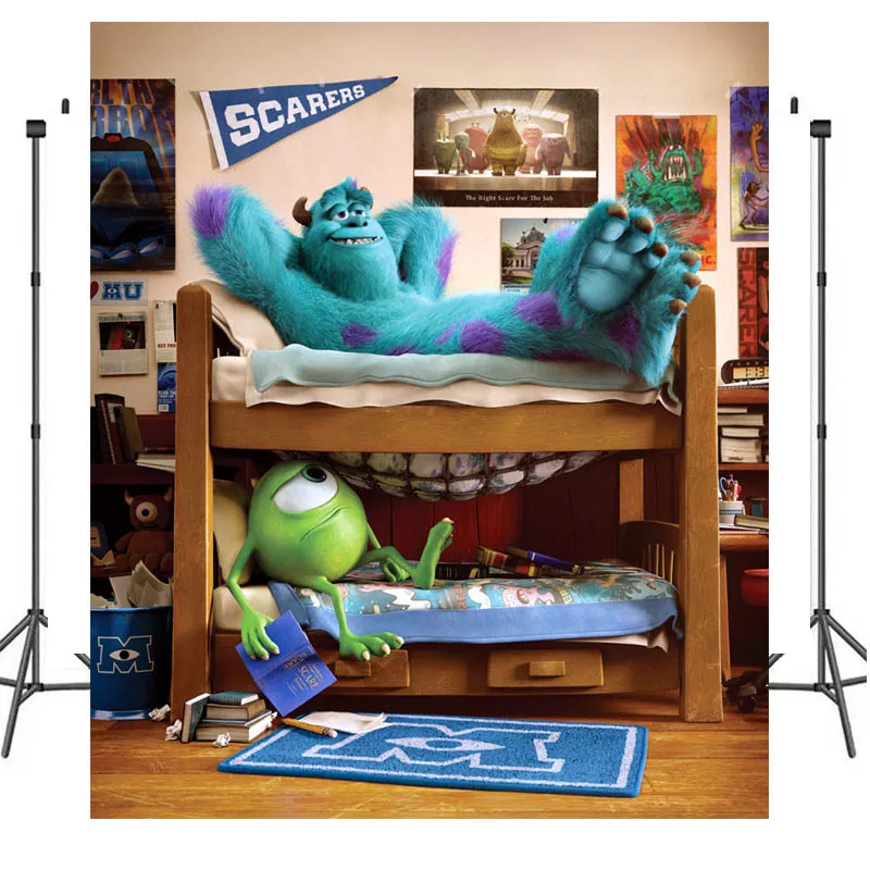 Customize Monsters University Mike Background Cloth Tapestry Home Decor Baby Shower Backdrop Kid Birthday Party Banner Decor