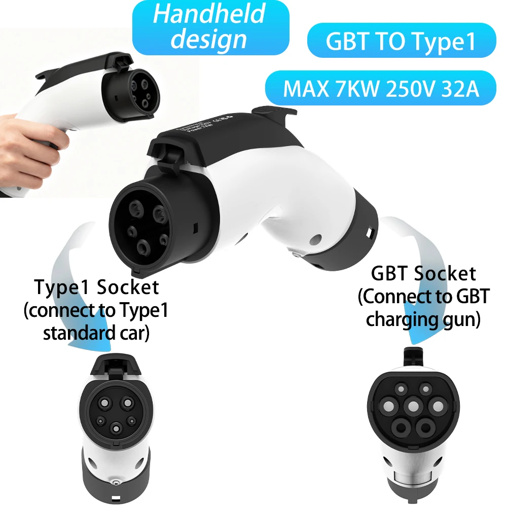 unIrIse GBT To Type1 EV Adapter 32A 7kw Electric vehicle charging Converter For GB/T to j1772 electric car charger connectors