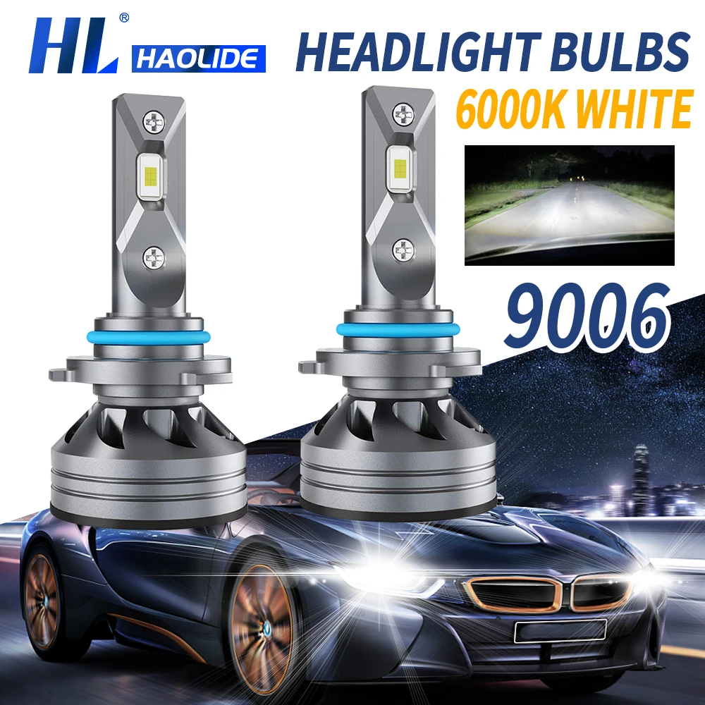 

HAOLIDE Canbus LED Headlight Bulb 6000K Super Bright 9005 9006 H1 Long Range IP68 Conversion Kit for Car off-road use 12V 24V
