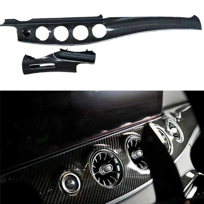 2pcs  Real Carbon Fiber Interior Trims Dash Kit Dashboard Panel Replacement  for Mercedes AMG W213 w238 GT GT63S GT50 GT53 GT43