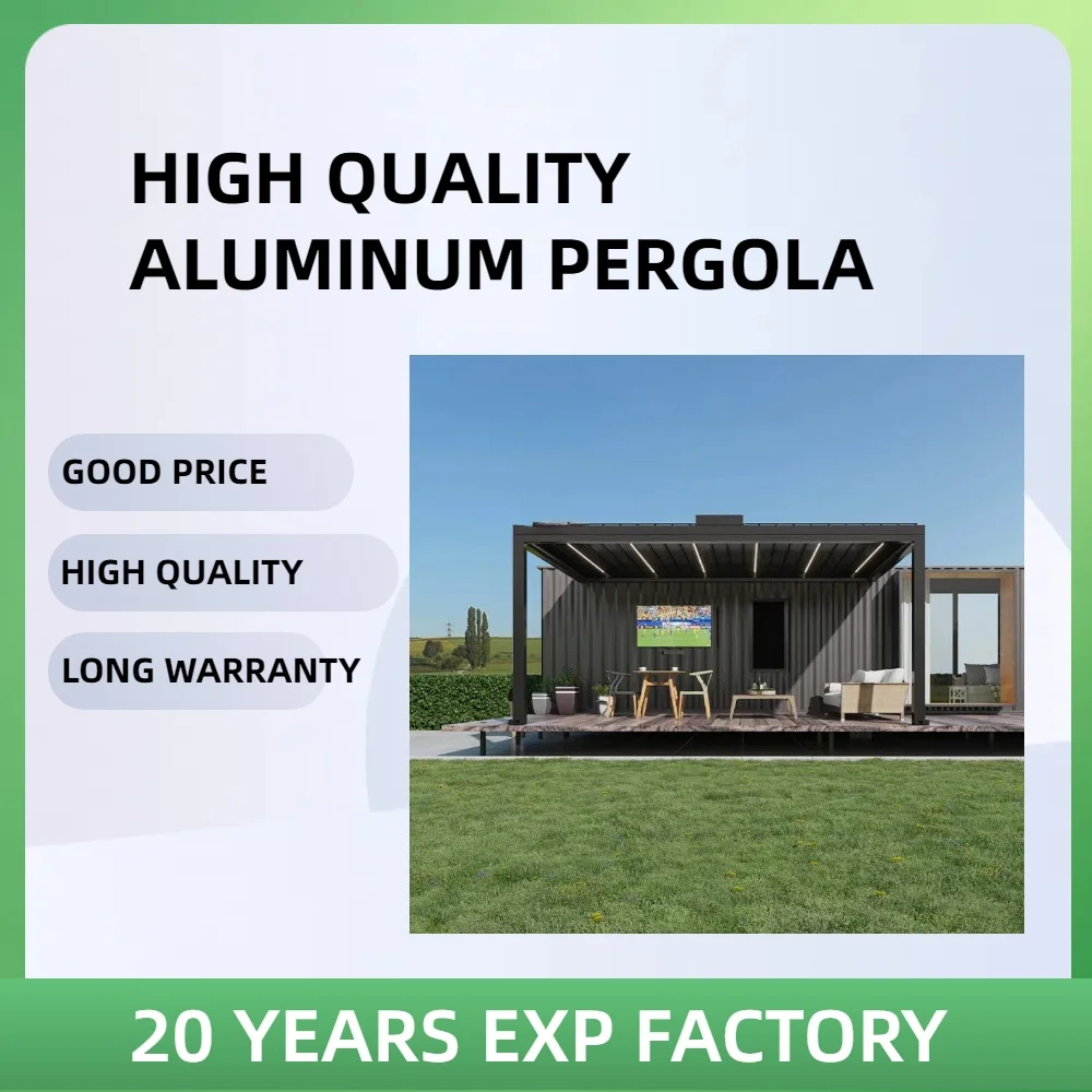 Modern Design Bioclimatic Aluminum Pergola Waterproof Louvre Roof Outdoor Aluminium Pergola Motorized System Garden Gazebo