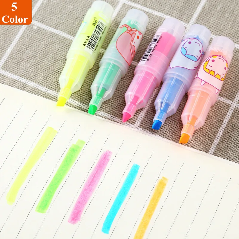 5 Color/set Students Mini Highlighter Candy Color Marker Office Supplies Stationery