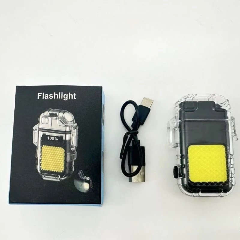 

Multifunctional Electric Heating Wire Lighter Waterproof with Keychain Light Portable Flashlight Rechargeable Cigarette Lighter