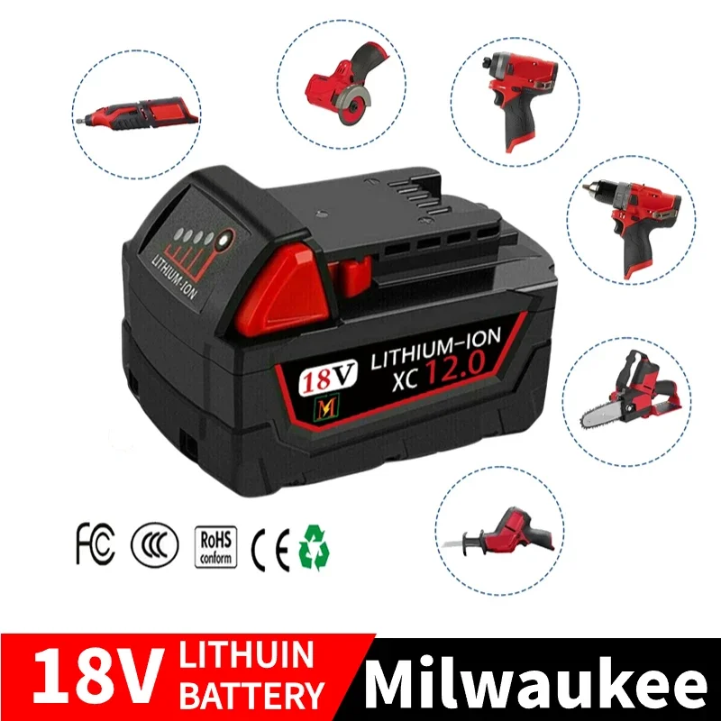 18V for Milwaukee M18 Battery M18B6 XC 9.0 Ah Li-Ion 48-11-1860 48-11-1852 Or Charger 48-11-1850 48-11-1840 Cordless Power Tools