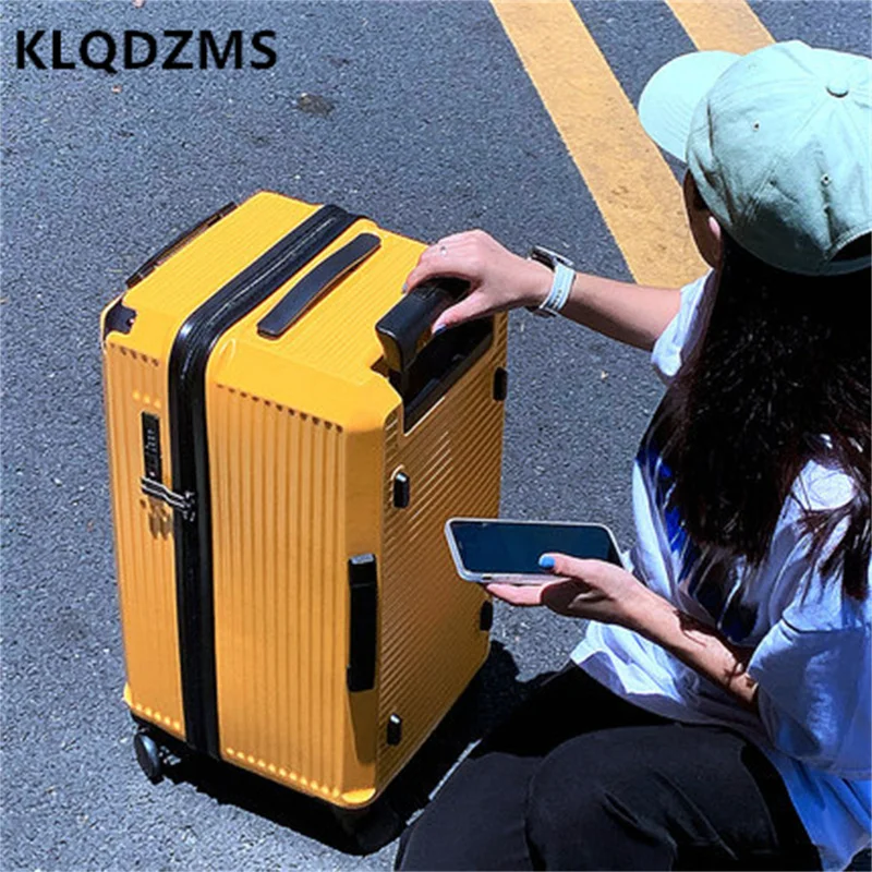 KLQDZMS Multifunction Super Large Capacity Cute Trolley Case Wide Fat Suitcase Mute Universal Wheel Luggage Student