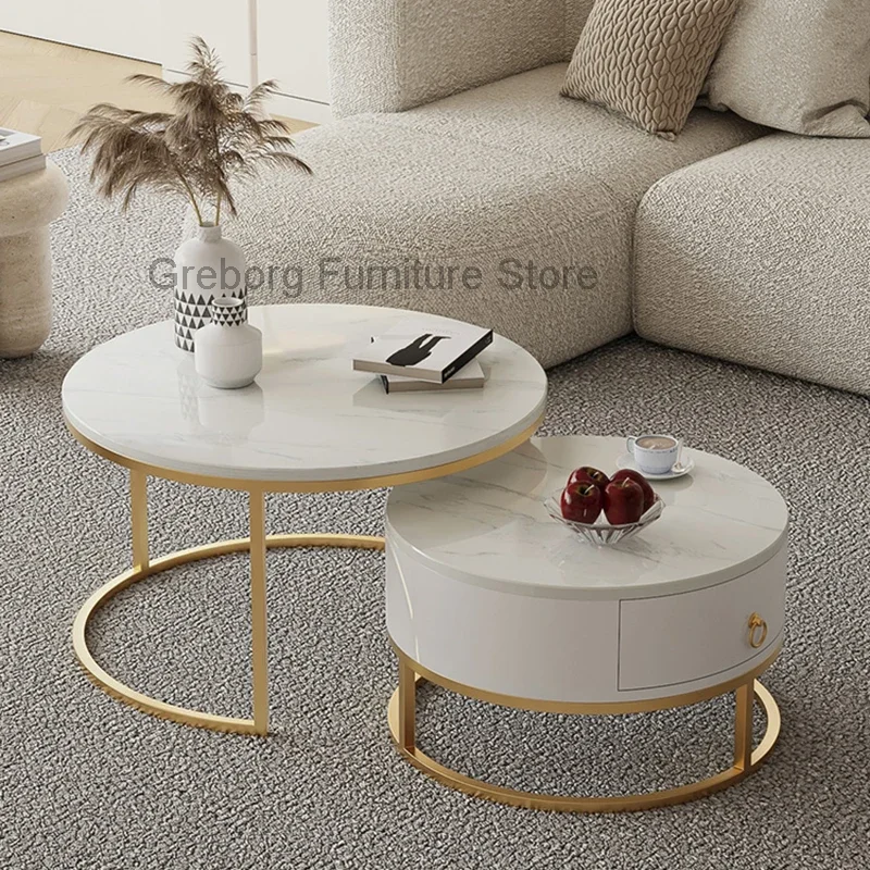 Marble Coffee Tables Tea Heat Resistance Poker Living Room Round Table Center Bedroom Mesitas De Noche Household Furniture ZLXP