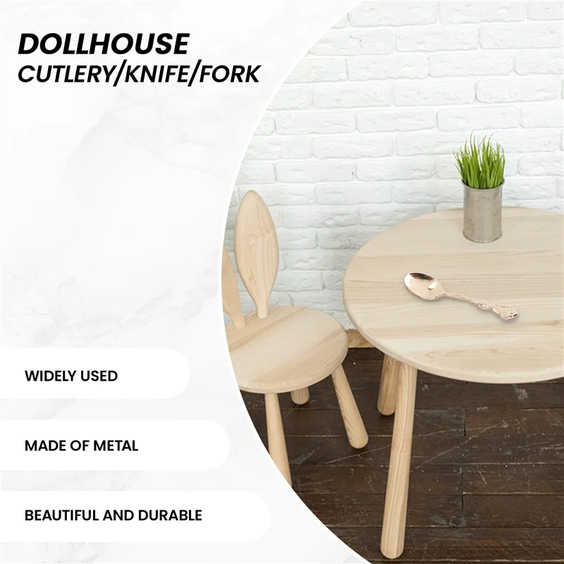 Mini vajilla para casa de muñecas, accesorios de modelo, cubiertos/cuchillo y tenedor de restaurante de cinco piezas para decoración del hogar, 1:6