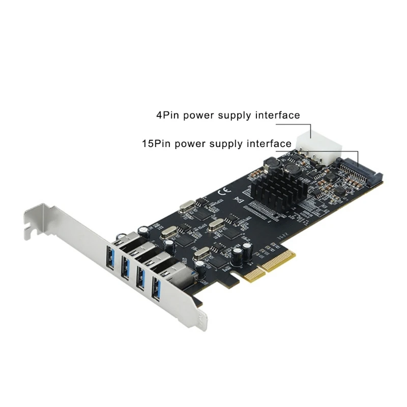 4 Thẻ mở rộng giao diện USB Kết nối PCIe Tốc độ 5Gbps trên mỗi kênh, Cài đặt dễ dàng