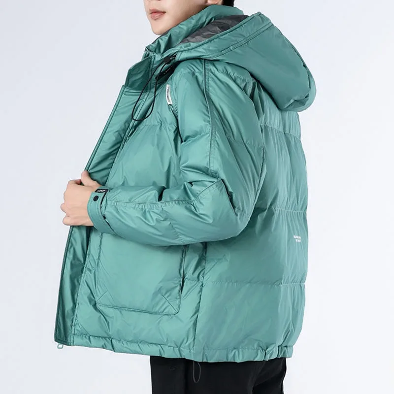 Men Lightweight Down Jacket Winter New Male Thicken Warm Fashion Stand Collar Duck Down Outwear Casual Hooded Pure Color Outcoat