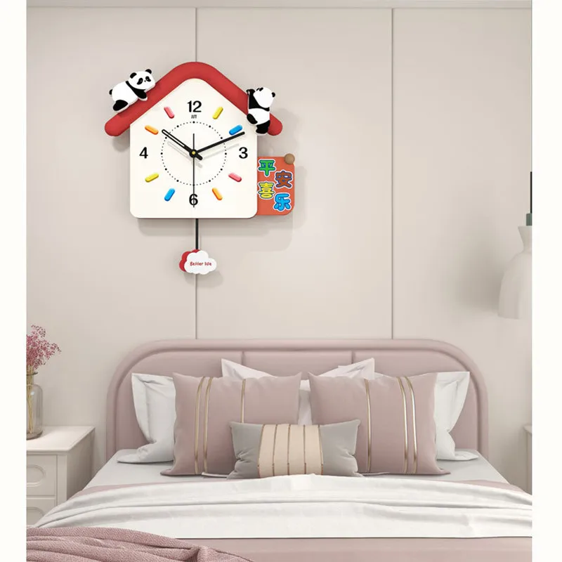 

Creative Swinging Wall Clock for Living Room & Dining Room Decor, Modern Cartoon Silent Clock with Elegant Design