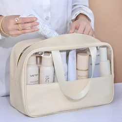 Borsa cosmetica da viaggio portatile borsa per il trucco trasparente da donna borse per il lavaggio del bagno di grande capacità custodia impermeabile multifunzione