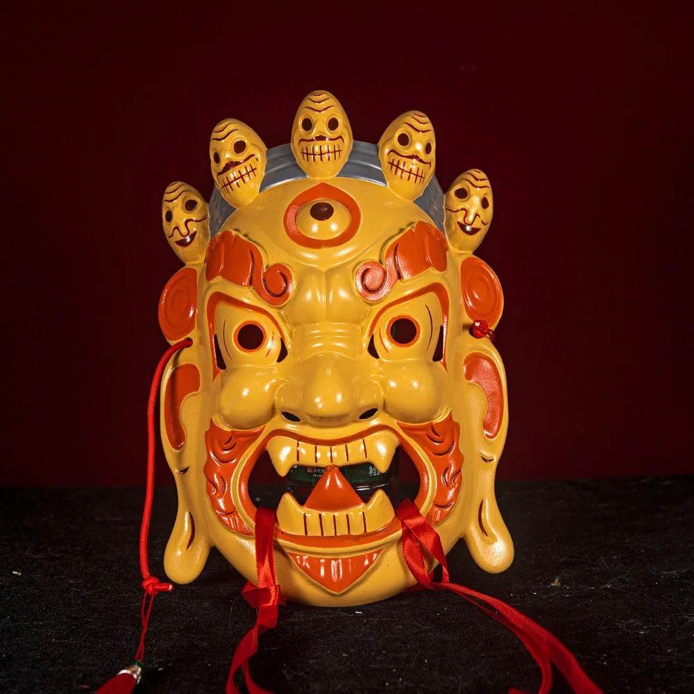 Masque d'Halloween traditionnel minorité douane folklorique Festival Nuo opéra Nuo opéra tibétain rituel masque Coaplay masque de statue divine