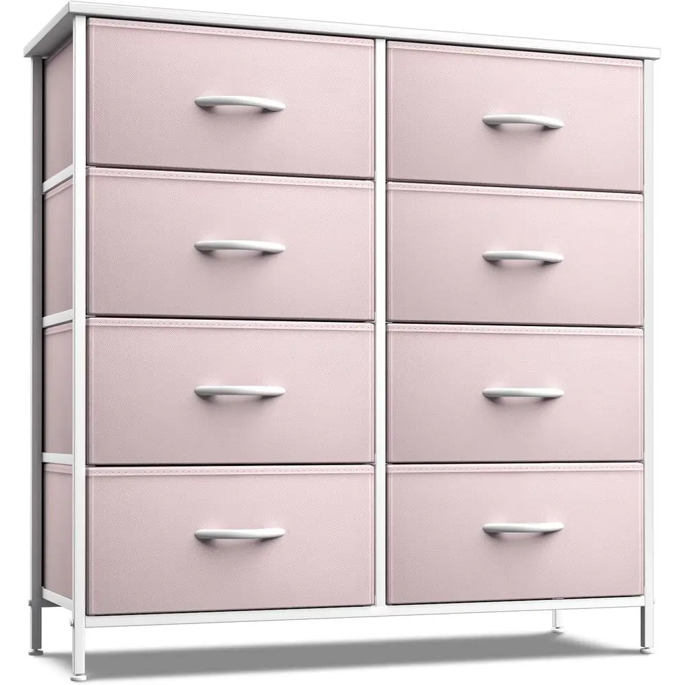 Kids Drer with 8 Ders - Storage Unit Organizer Chest or Clothes - Bedroom, Kids Room, Nursery, & Closet (Pink, 31.5 x 12 x 32-8