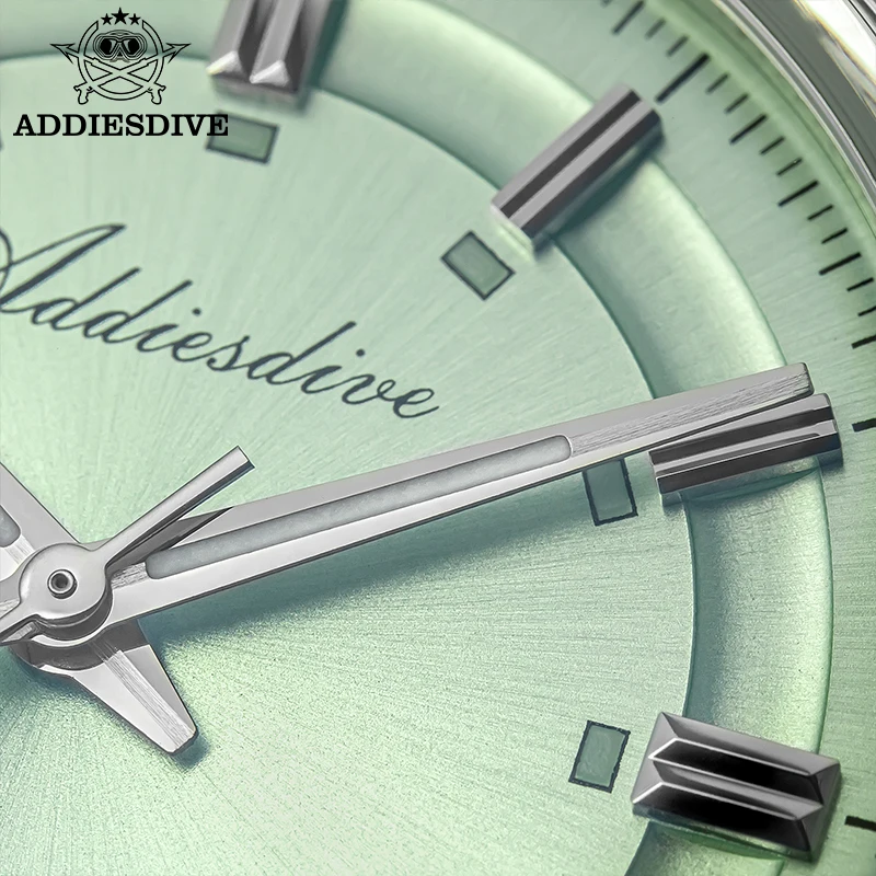 ADDIESDIVE Luxury Quartz Watch 36mm Domed Glass Super Luminous 100m Waterproof Stainless Steel VH31 Men Wristwatch New AD2515