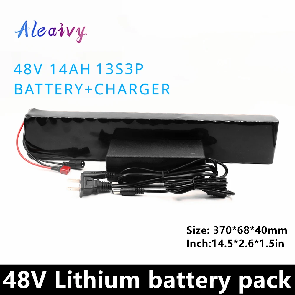 

Aleaivy 48V 13S3P 14Ah 500W 750W Li-Ion Battery Pack, Suitable For 54.6V Electric Bicycle With 20A BMS Built-In Lithium Battery