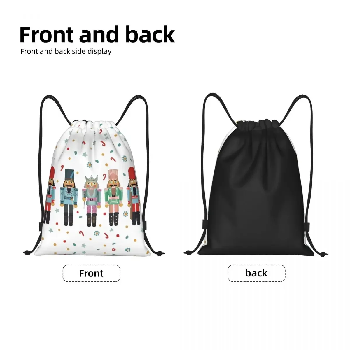 Nutcracker Party Drawstring Backpack Women Men Gym Sport Sackpack Foldable Christmas Nutcrackers Toy Soldier Training Bag Sack