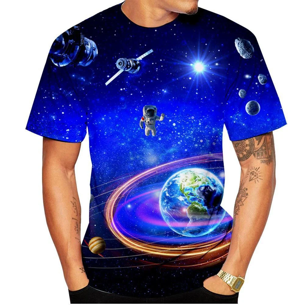 Fashion Space Galaxy T-Shirts Astronaut Funny 3D Print Men Women Cool T Shirt Oversized Harajuku Y2k Tees Tops Unisex Clothing