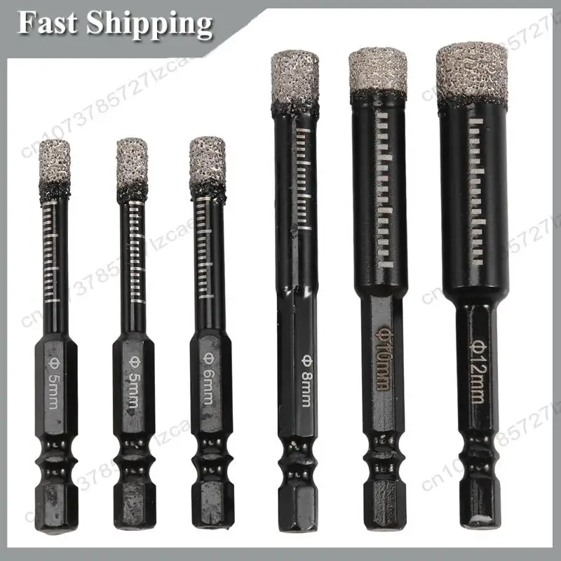 

-A99Z 6 шт., набор черных сухих алмазных сверл для гранита, мрамора, плитки, камня, стекла, твердых материалов 5/6/8/10/12 мм