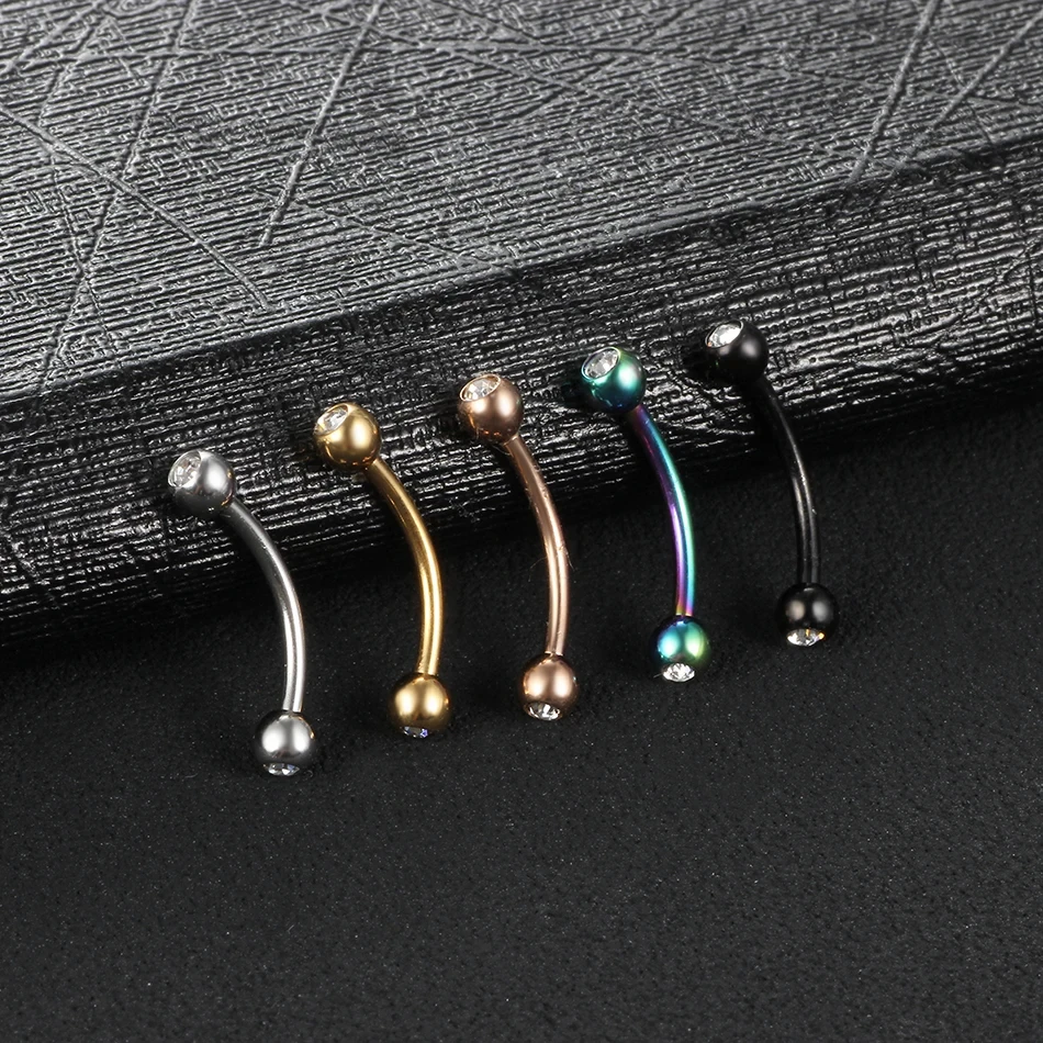 1PC Steel Eyebrow Banana Piercings Curved Barbell Ring Lip Labret Tongue Piercings Daith Helix Earring Piercings Body Jewelry